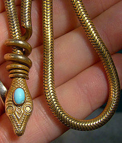 Late Victorian GP SERPENT SNAKE NECKLACE w/ CABOCHON