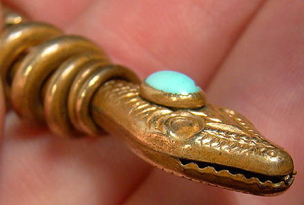 Late Victorian GP SERPENT SNAKE NECKLACE w/ CABOCHON