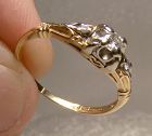 Art Deco 14K & 18K DIAMONDS RING 1930s - Size 6