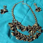 Art Deco 1930s BRASS BELLS NECKLACE & EARRINGS SET