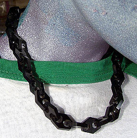 Mid-Victorian Black Celluloid Necklace 1860-80