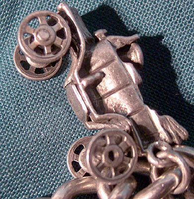 Sterling Silver Charm Bracelet 8 Charms 1950s Kramer Statue of Liberty