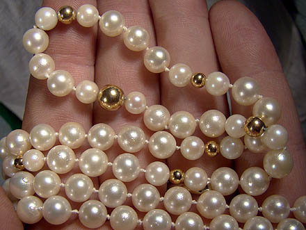 38-1/2&quot; CULTURED PEARL NECKLACE with 14K CLASP &amp; BEADS