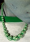 FRENCH CARVED GALALITH NECKLACE 1930s Green White NOS