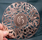 ART NOUVEAU STERLING OVERLAY TRIVET or TABLE STAND