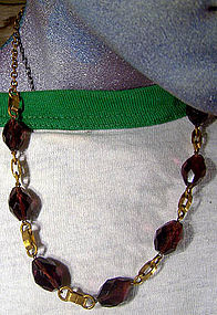 GP PURPLE FACETTED CRYSTAL NECKLACE c1920