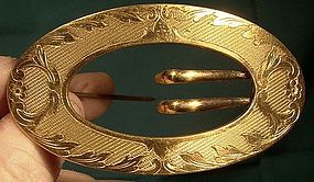EA BLISS Gold Plated Buckle Sash Brooch 1895 Early Napier