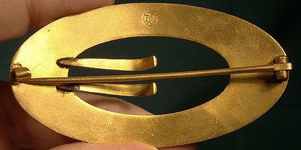 EA BLISS Gold Plated Buckle Sash Brooch 1895 Early Napier