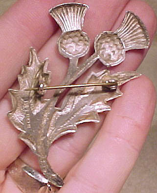 Large STERLING SILVER THISTLE PIN 1950