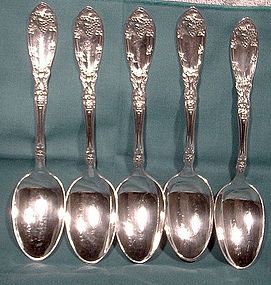 5 Rogers LA VIGNE SP TEASPOONS c1908