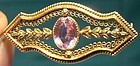 Edwardian 10K GOLD FILIGREE PINK CRYSTAL PIN c1900-10