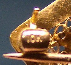 Edwardian 10K GOLD FILIGREE PINK CRYSTAL PIN c1900-10