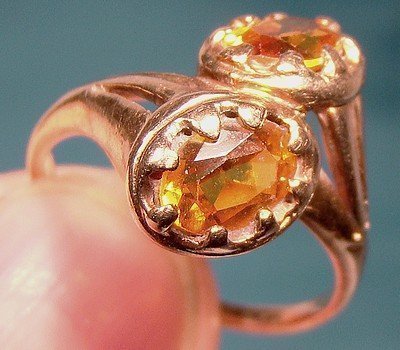 Edwardian 10K Rose Gold TOPAZ RING c1910-20