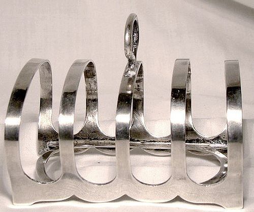 Antique Sterling Silver Toast Rack Sheffield England 1912 Four Slice