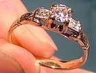 Art Deco 14K LADY'S DIAMOND SOLITAIRE RING 1930 Size 6-1/2
