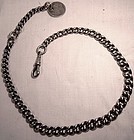 English STERLING SILVER WATCH CHAIN THREEPENCE COIN FOB 1897 1901