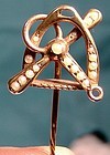 14K SEED PEARLS EQUESTRIAN POLO STICKPIN 1900