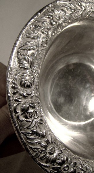 KIRK STERLING REPOUSSE NUT or CANDY FOOTED BOWL