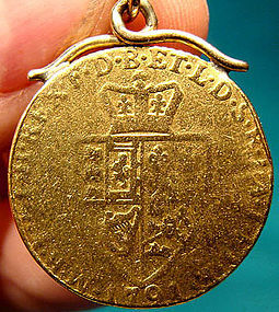 1791 GEORGE III 22K GOLD SPADE GUINEA PENDANT FOB