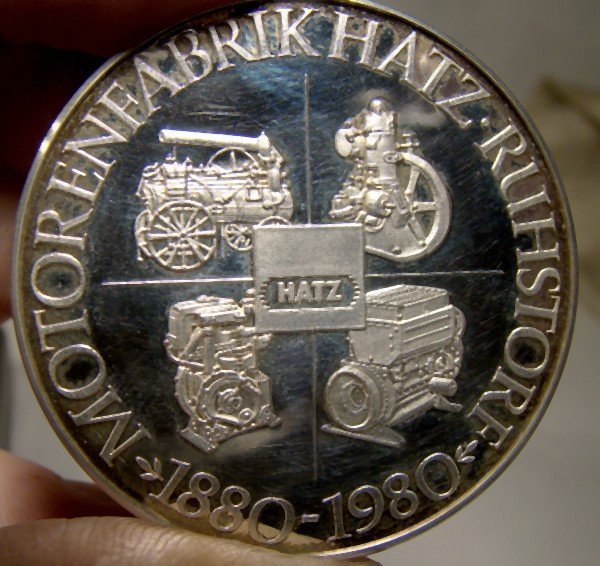 HATZ MOTORENFABRIK CENTENNIAL SILVER MEDALLION in Case