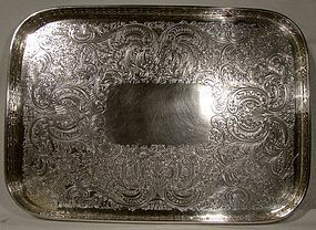 Ornate English SP GALLEY DRINKS TRAY c1910