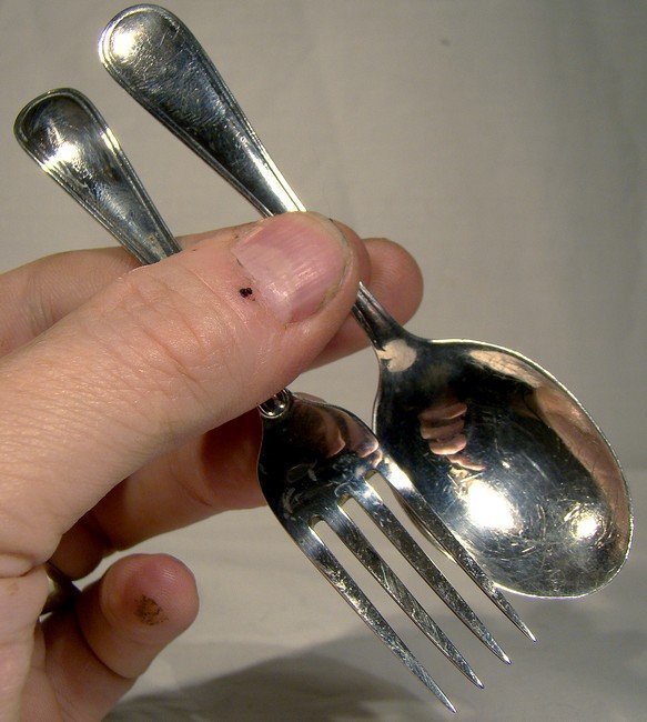 Birks SAXON Sterling Silver BABY SPOON and FORK SET