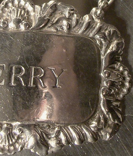 SHERRY STERLING SILVER BOTTLE TICKET or TAG 1967 SJ Rose