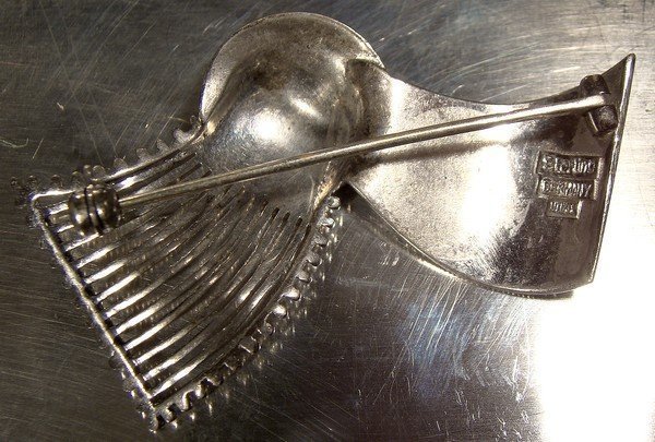 Utika STERLING Silver &amp; MARCASITES PIN Brooch 1930
