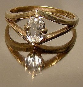 Vintage 10K GOLD ROCK CRYSTAL RING c1950s-60