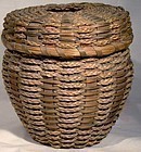 Northeast SWEETGRASS & SPLINT THREAD BASKET c1900-30