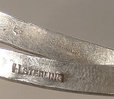 Pair STERLING DIAMOND CUT BANGLE BRACELETS 1930s-40