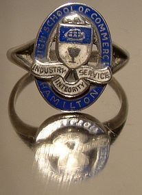 HAMILTON ONT HIGH SCHOOL OF COMMERCE ENAMEL SCHOOL RING