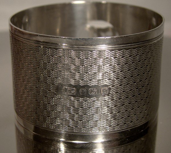Ornate STERLING NAPKIN RING 1932 with CUTOUT MONOGRAM