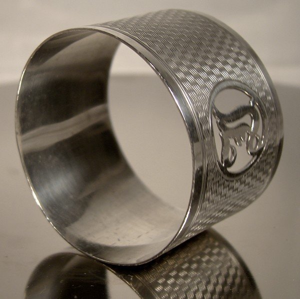 Ornate STERLING NAPKIN RING 1932 with CUTOUT MONOGRAM
