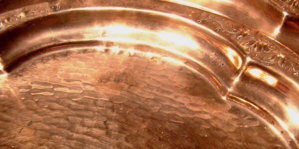 Set of 3 HAND HAMMERED REPOUSSE COPPER TRAYS 1900