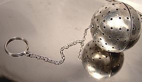 ART DECO STERLING Silver TEA BALL STRAINER CHAIN & RING 1930 Webster