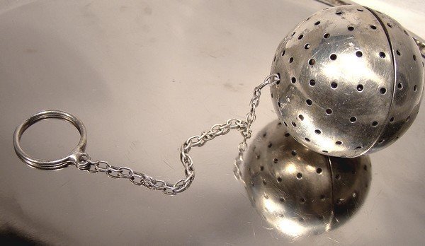 ART DECO STERLING Silver TEA BALL STRAINER CHAIN &amp; RING 1930 Webster