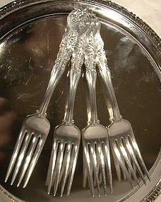 4 International MOSELLE SILVER PLATED LUNCH FORKS