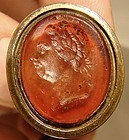 Gilt Brass GEORGE III GLASS INTAGLIO SEAL FOB 1780 1800