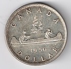 1950 CANADA SILVER $1 ONE DOLLAR COIN AU