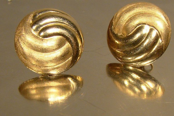 14K YELLOW GOLD BUTTON STYLE EARRINGS