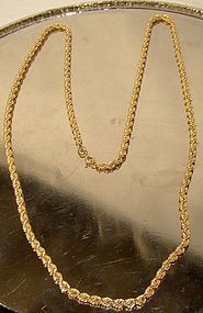 10K YELLOW GOLD ROPE CHAIN NECKLACE c1970s