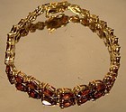 Gilt Sterling Silver GARNET Teardrops Tennis BRACELET