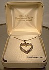 GILT STERLING HEART PENDANT NECKLACE w/DIAMOND