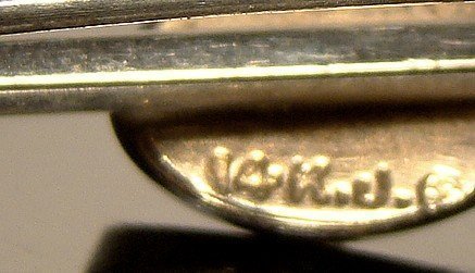 14K ONYX &amp; PEARL CRAVAT or TIE BAR PIN 1915-20