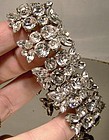 Flashy Signed SHERMAN WHITE RHINESTONE BRACELET c1950s