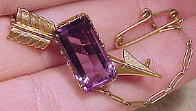 Victorian 14K AMETHYST ARROW BAR PIN c1900