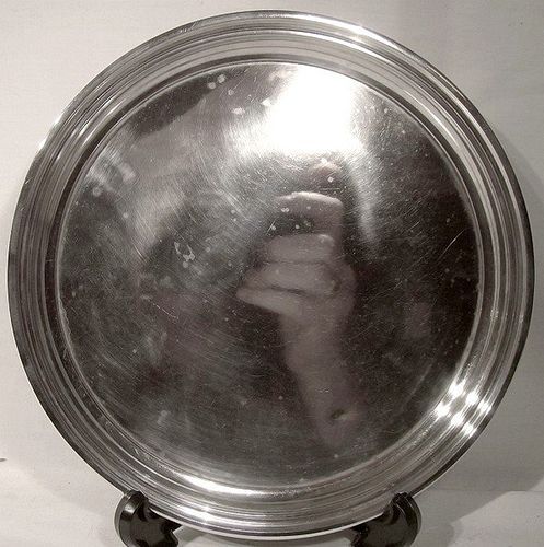 BIRKS STERLING SILVER FOOTED Round SALVER or TRAY 1955