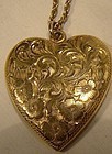 Hand Engraved Gold Filled HEART PHOTO LOCKET & CHAIN