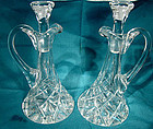 Pair CUT GLASS OIL & VINGEGAR CRUET BOTTLES c1910-20